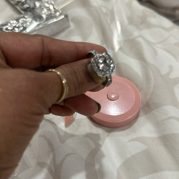 White Square Zircon Black Gold Bridal Ring Jewelry Gift Size 10 - Picture 7 of 9